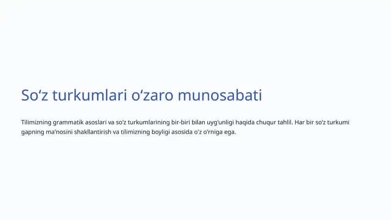 Soʻz turkumlari oʻzaro munosabati 1