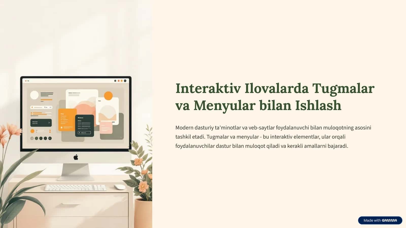Tugmalar va Menyular 1