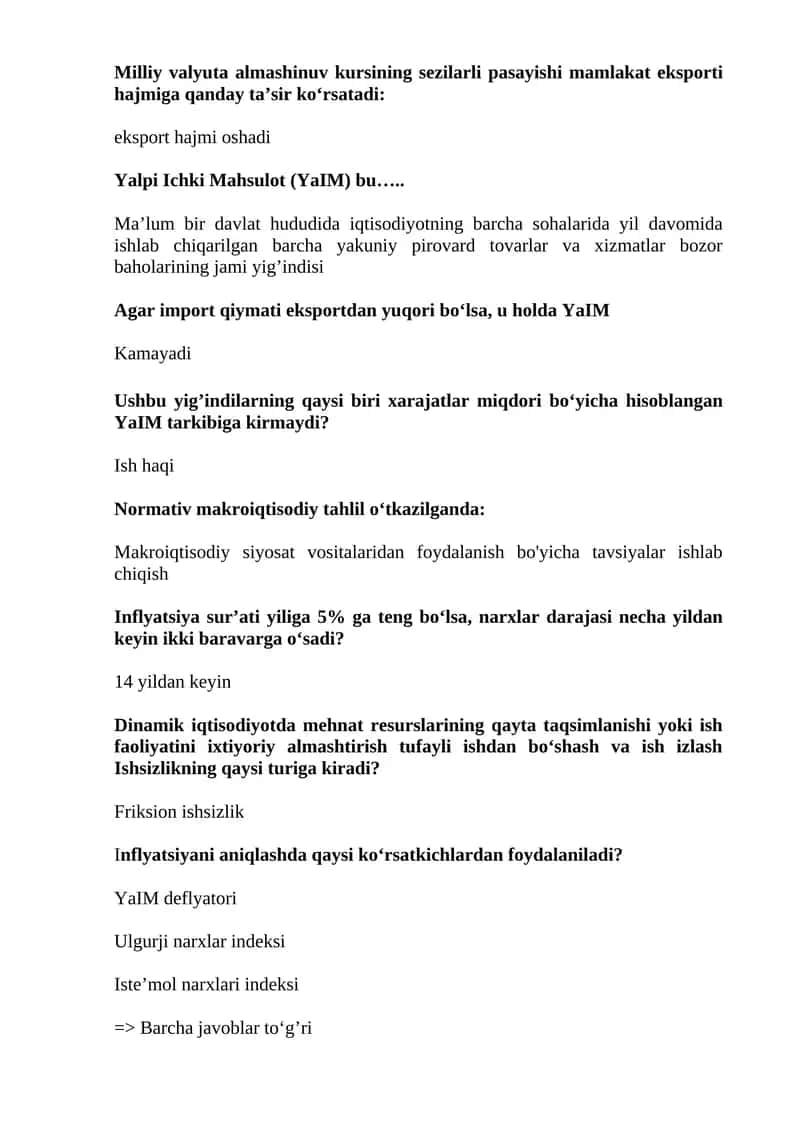 Yalpi Ichki Mahsulot (YaIM) 1