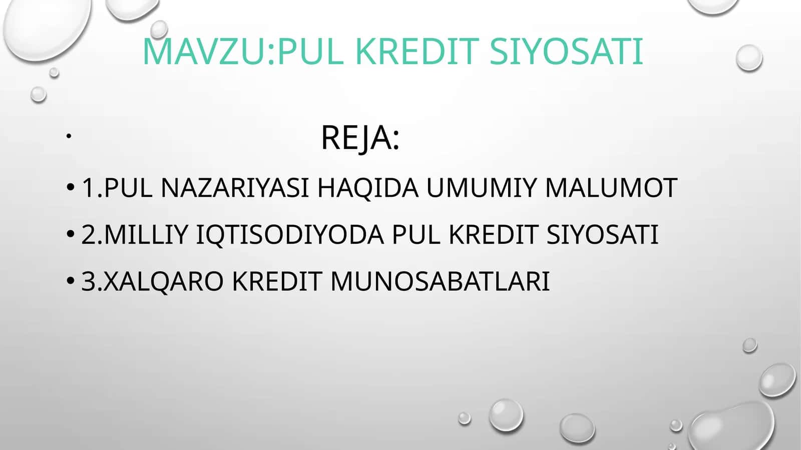 PUL KREDIT SIYOSATI 1