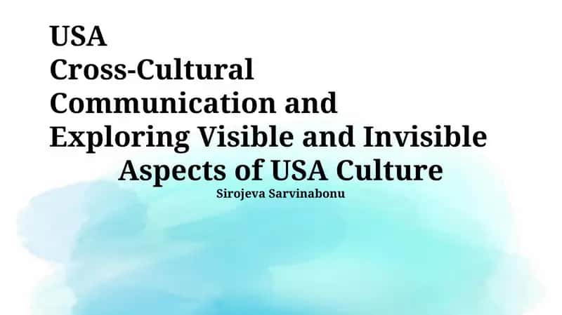 USA Cross-Cultural Communication and Exploring Visible and Invisible Aspects of USA Culture 1