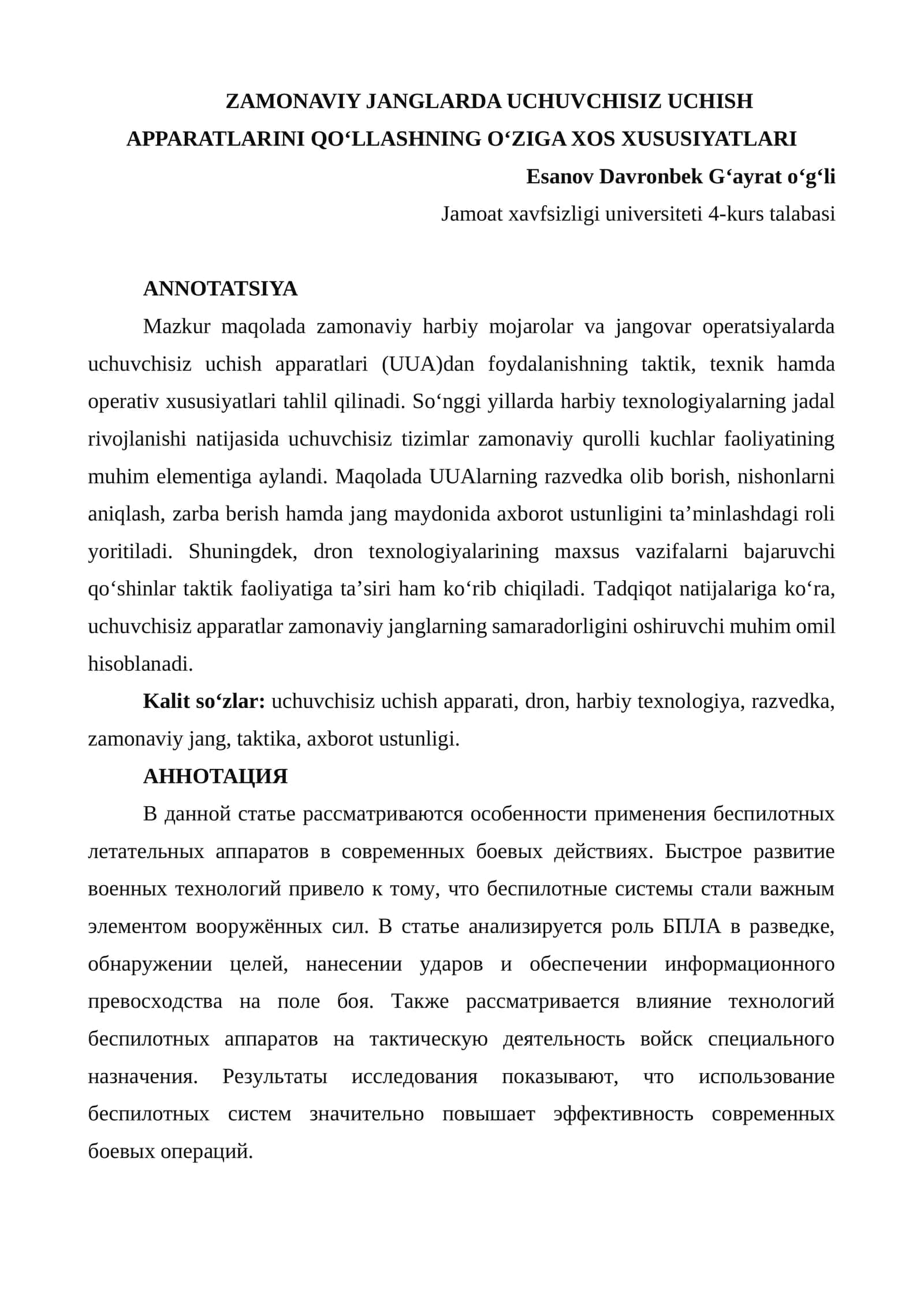 Uchuvchisiz uchish apparatlari 1