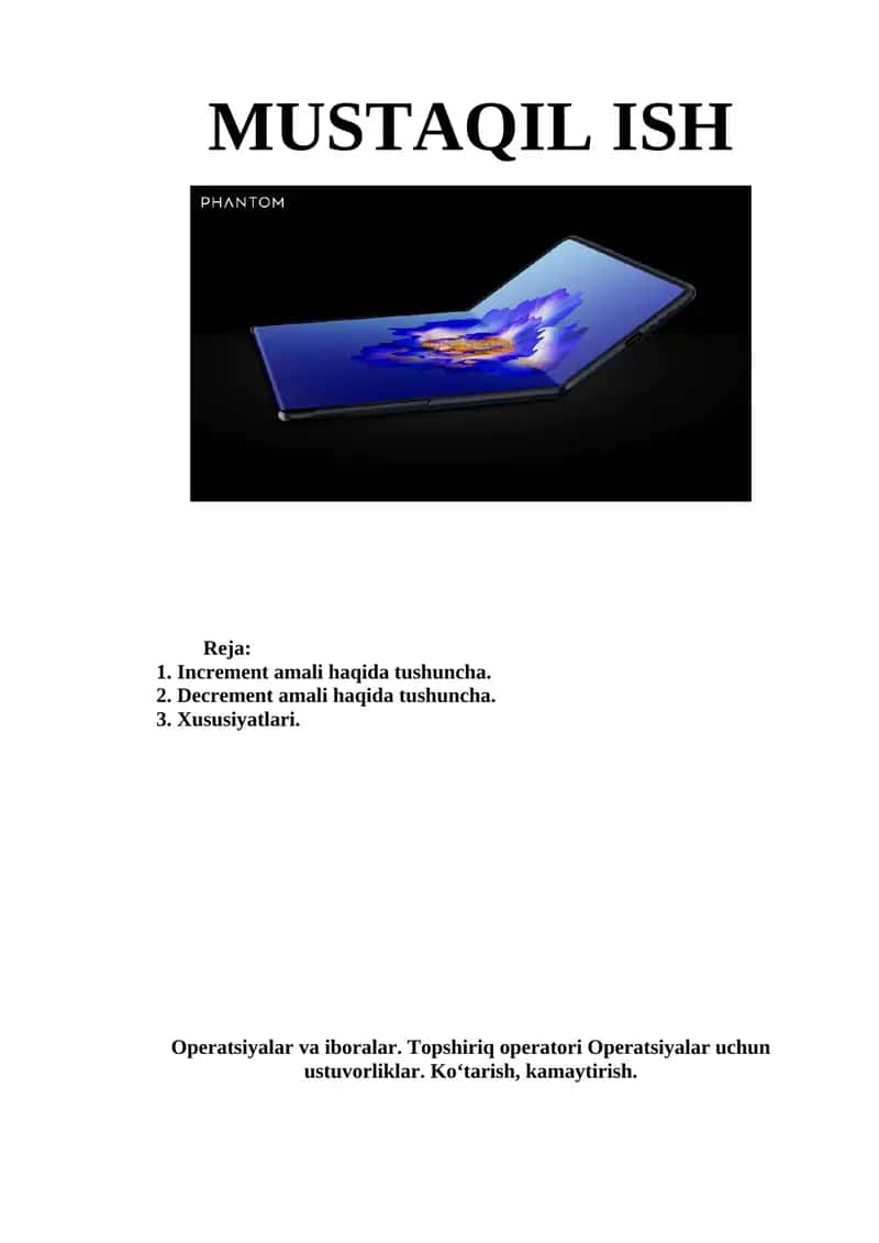 Increment va Decrement amaliyotlari 1