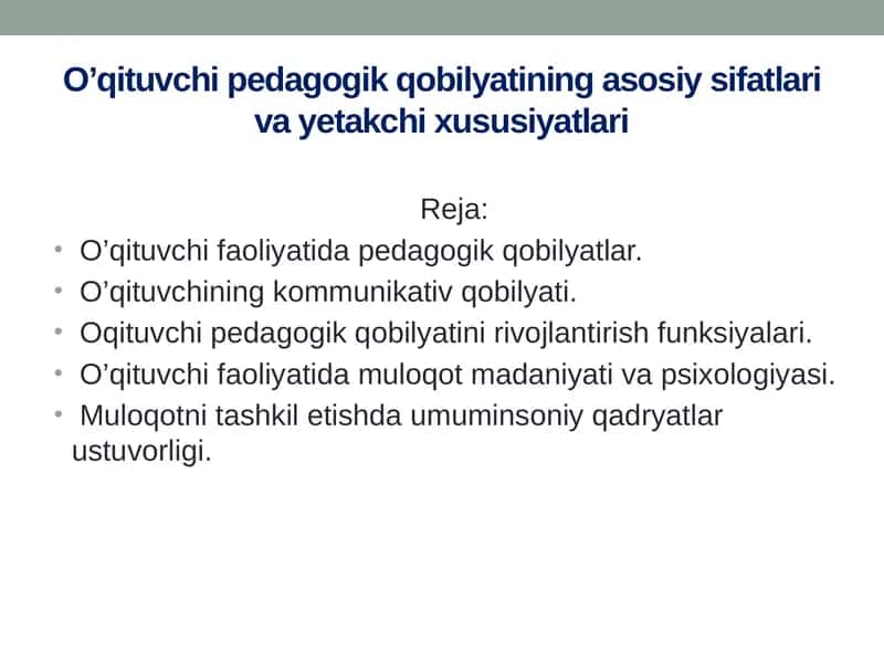 O’qituvchining pedagogik qobilyati 1