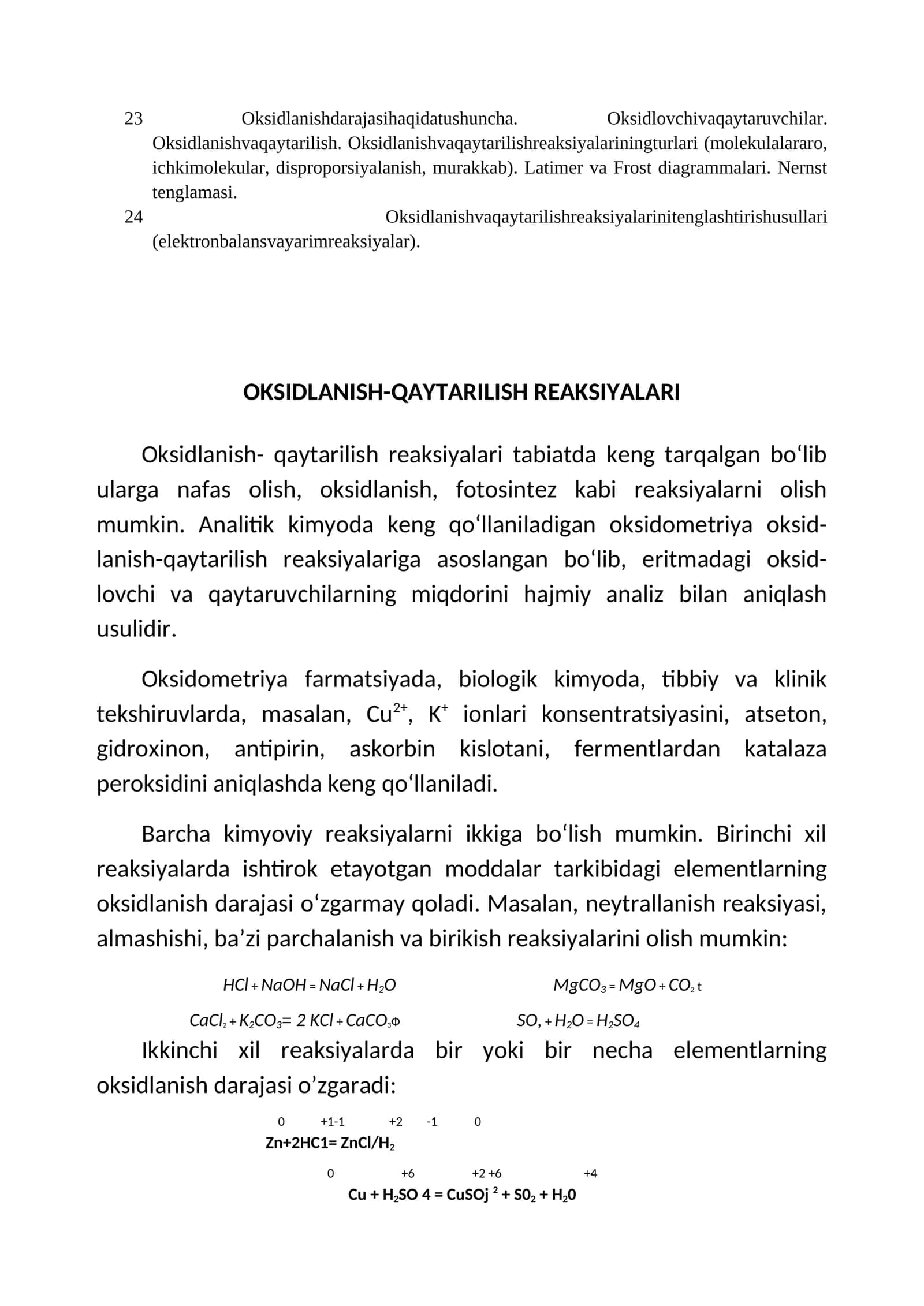 Oksidlanish- qaytarilish reaksiyalari 1