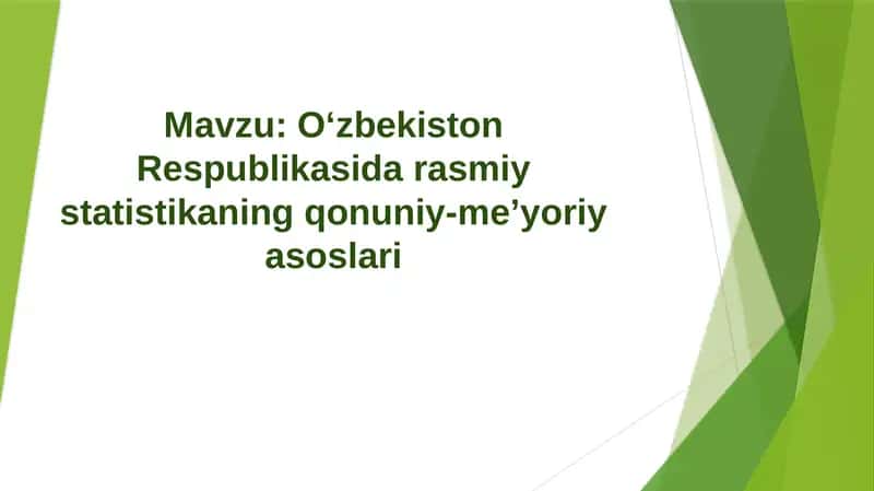 O‘zbekiston Respublikasi davlat statistikasi 1