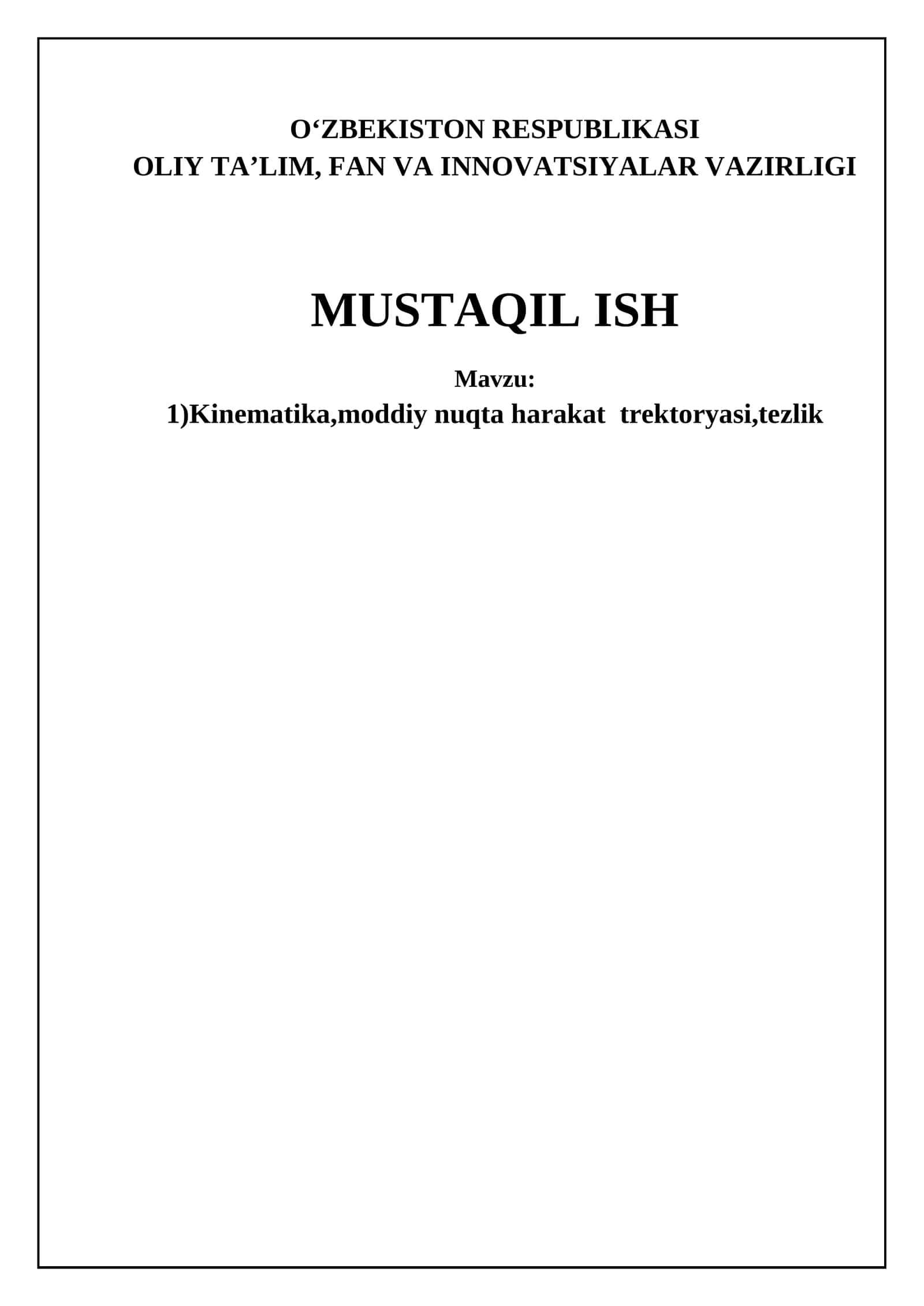 Kinematika asoslari 1