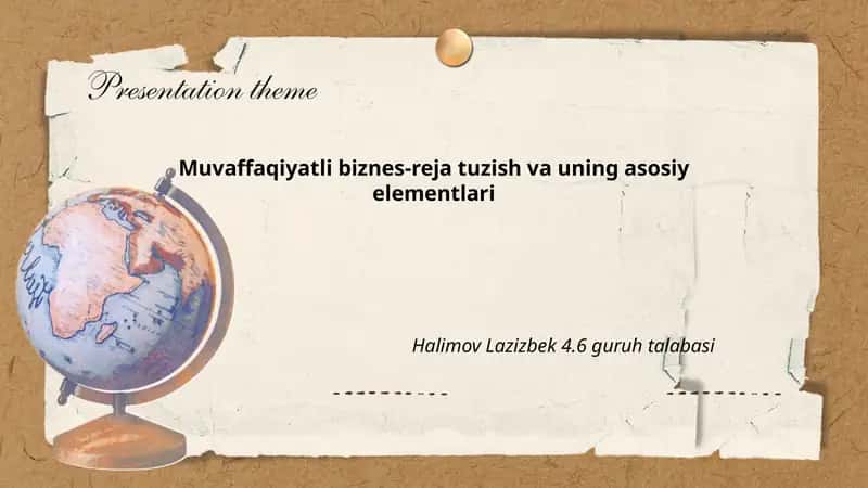 Biznes-reja tuzish va uning asosiy elementlari 1