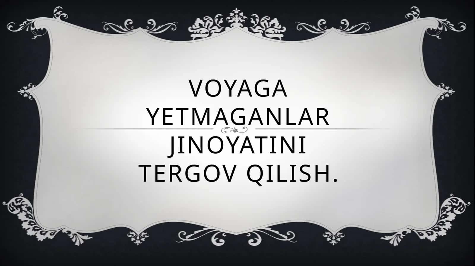 Jinoyatning kriminalistiktasnifi 1
