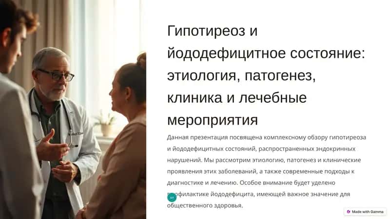 Гипотиреоз и йододефицитное состояние: этиология, патогенез, клиника и лечебные мероприятия 1