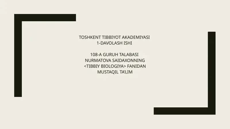 NURMATOVA SAIDAXONNING TIBBIY BIOLOGIYA FANI 1