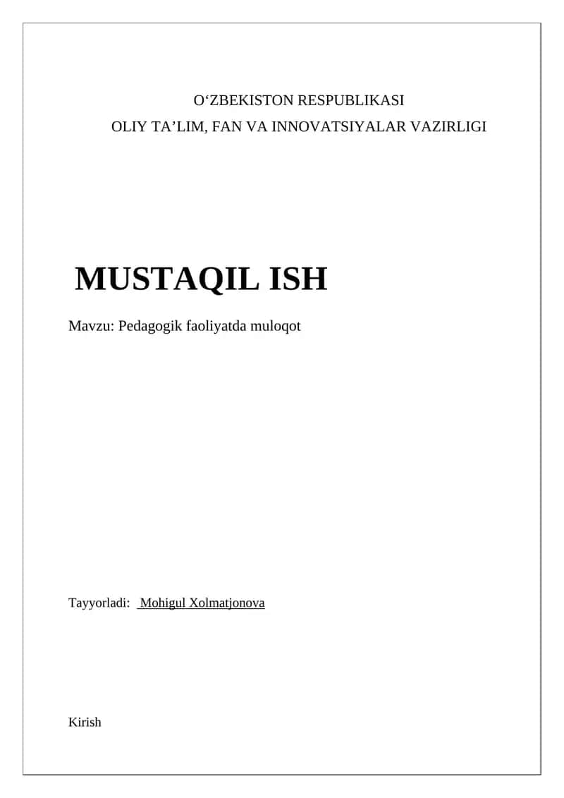 Pedagogik faoliyatda muloqot 1