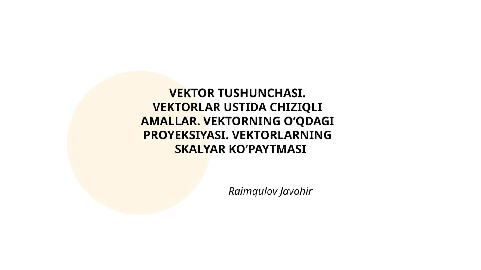 Vektor Tushunchasi 1