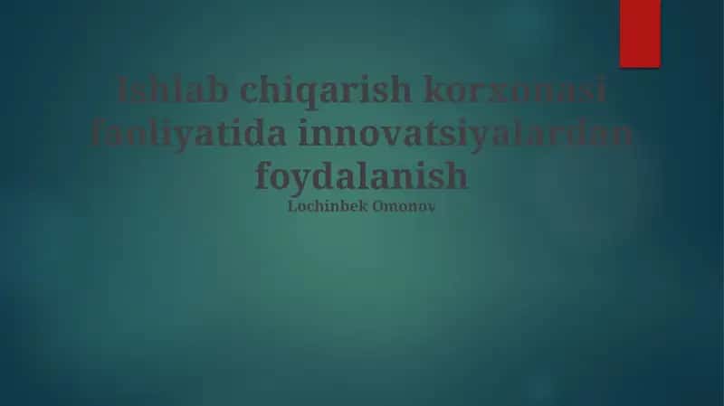 Yangi mahsulotlarni ishlab chiqarish 1
