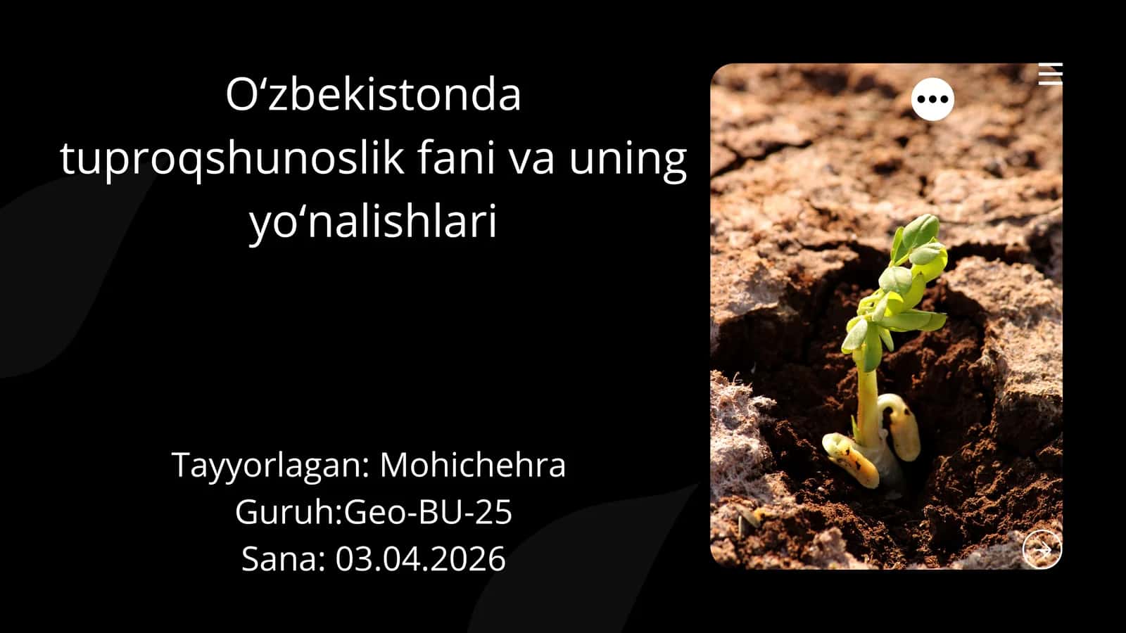 O‘zbekistonda tuproqshunoslik fani va uning yo‘nalishlari 1
