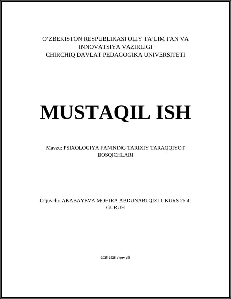 PSIXOLOGIYA FANINING TARIXIY TARAQQIYOT BOSQICHLARI 1