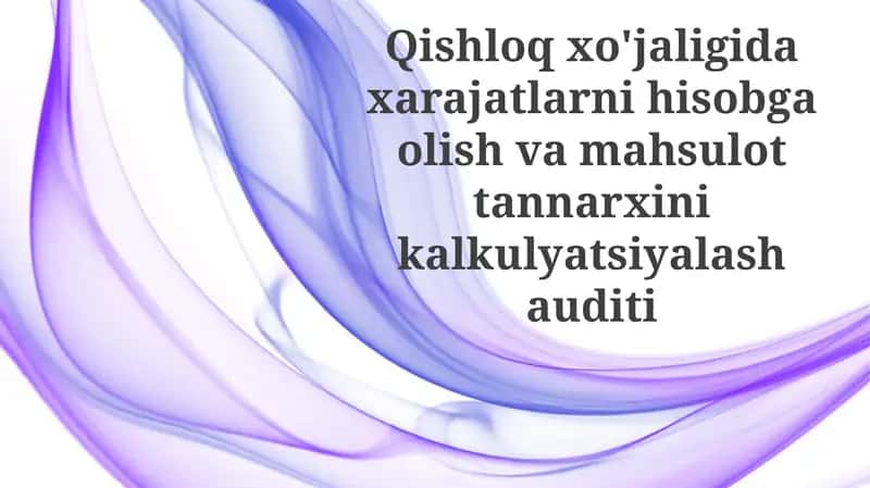 Qishloq xo'jaligida xarajatlar hisobi va mahsulot tannarxini hisoblash auditi 1