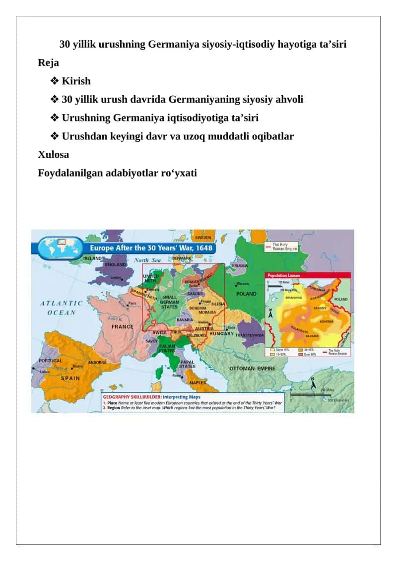 30 yillik urushning Germaniya siyosiy-iqtisodiy hayotiga ta’siri 1