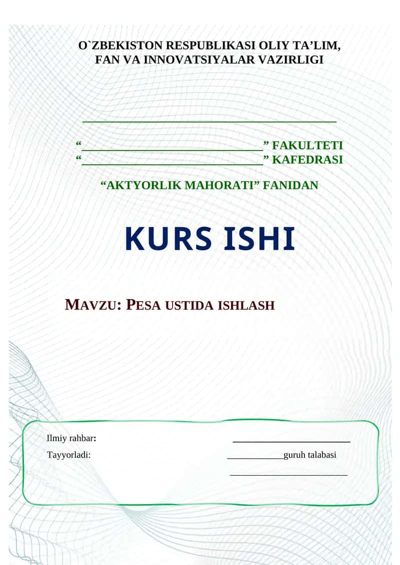 PESA USTIDA ISHLASH 1
