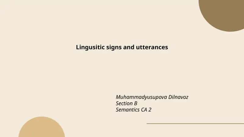 Lingusitic signs and utterances 1