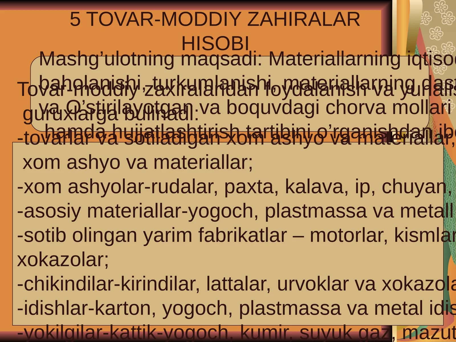 5 TOVAR-MODDIY ZAHIRALAR HISOBI 1
