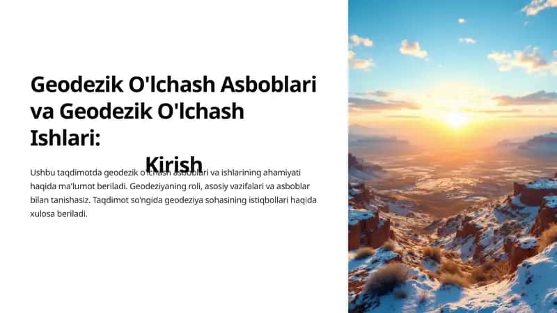 Geodezik O'lchash Asboblari va Geodezik O'lchash Ishlari 1