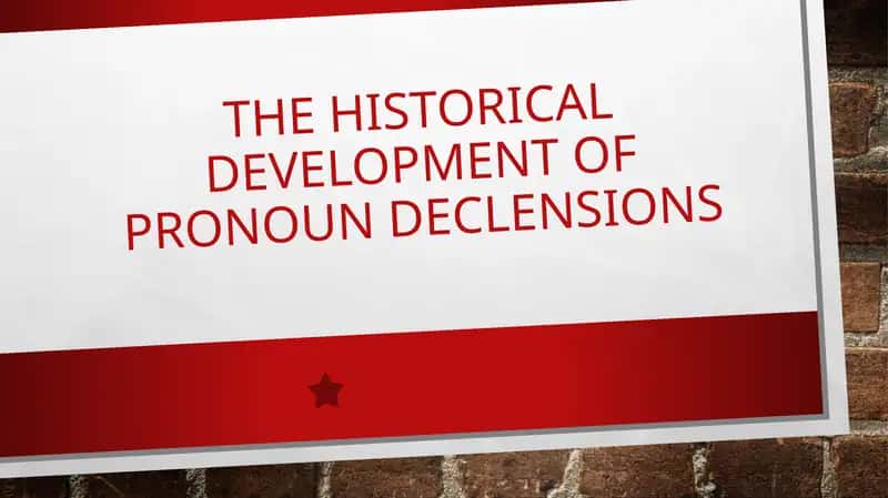 The Historical Development of Pronoun Declensions 1