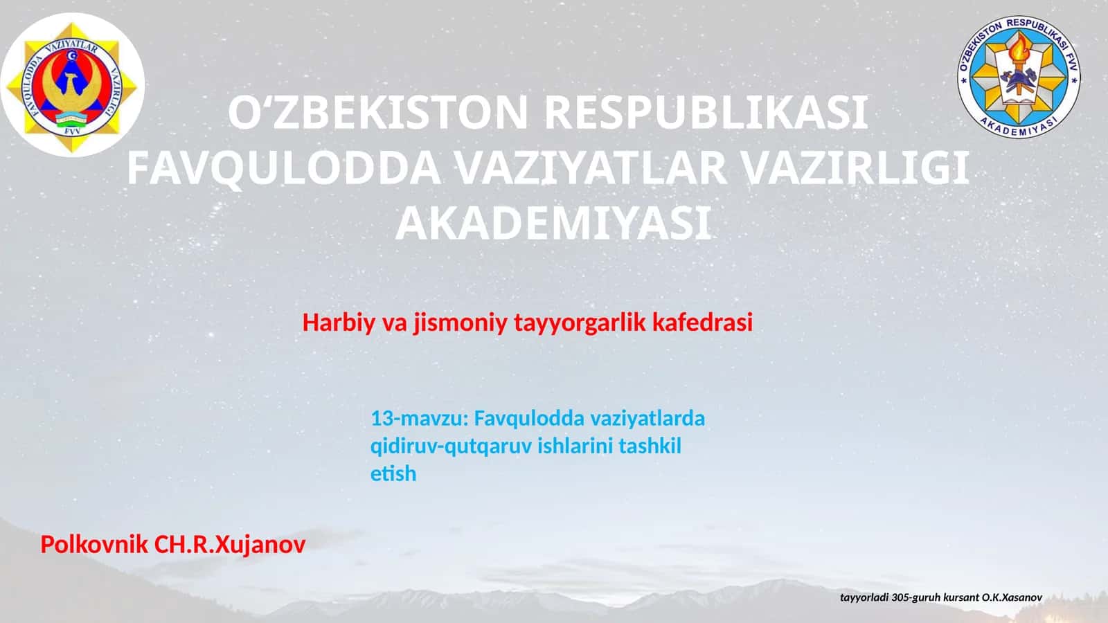 Favquloddavaziyatlardaqidiruv-qutqaruvishlarinitashkiletish 1