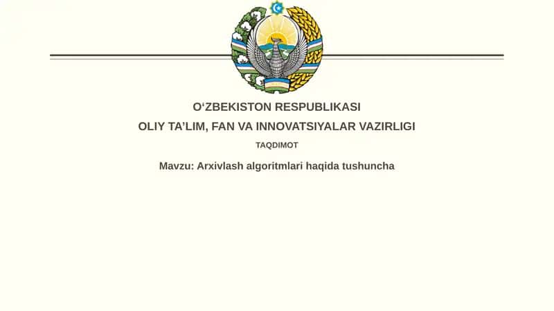 Arxivlash algoritmlari haqida tushuncha 1