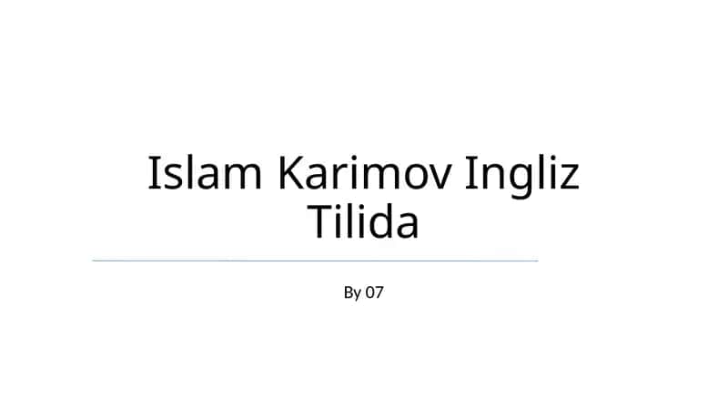 Islam Karimov Ingliz Tilida 1