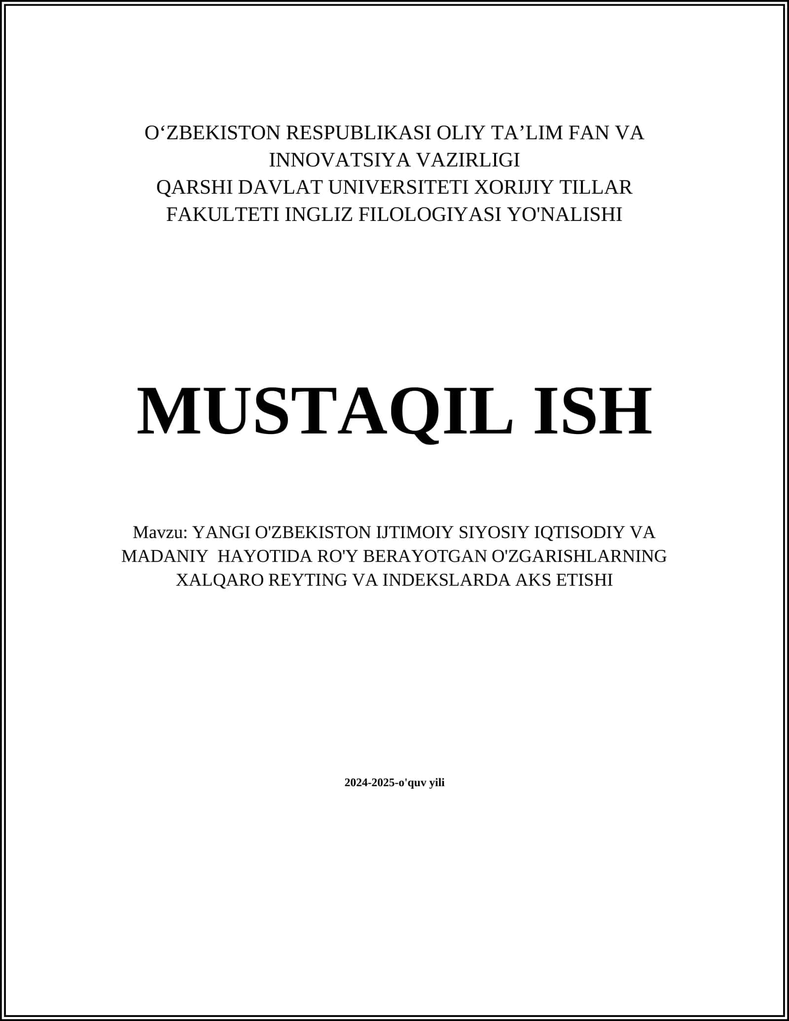 Yangi O'zbekiston iqtisodiy ko'rsatkichlari 1