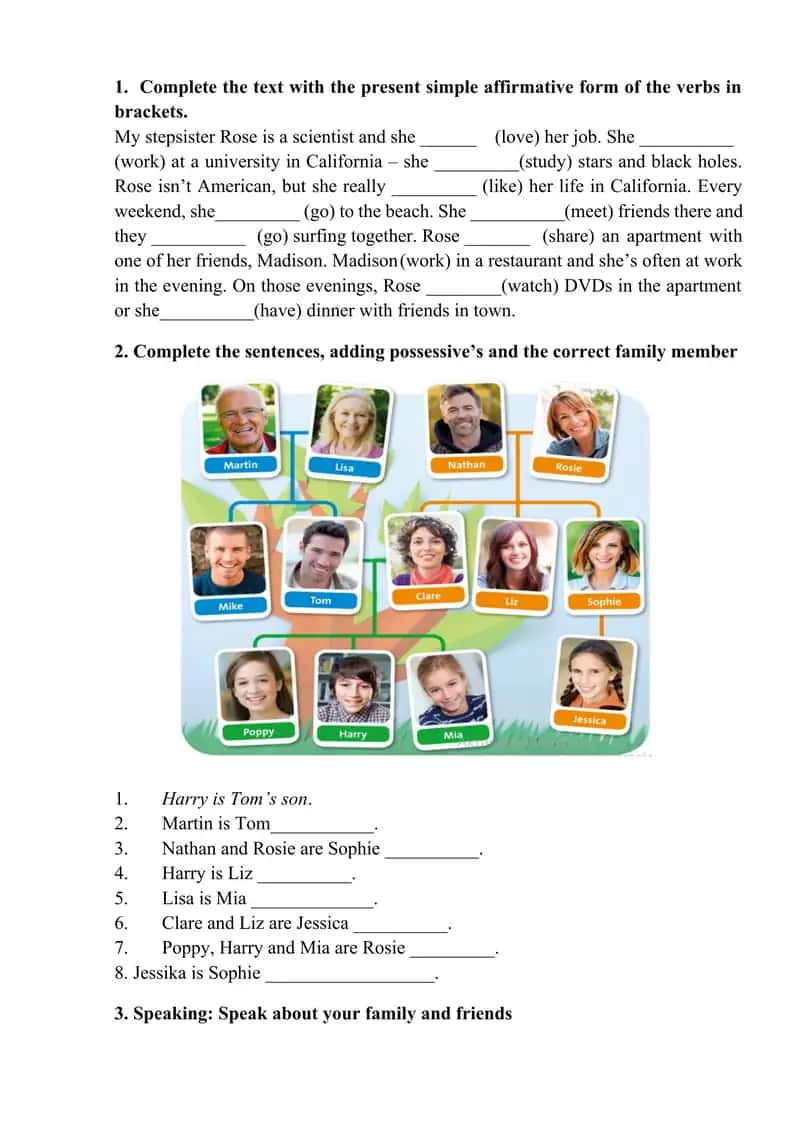 Present Simple Affirmative Worksheet 1