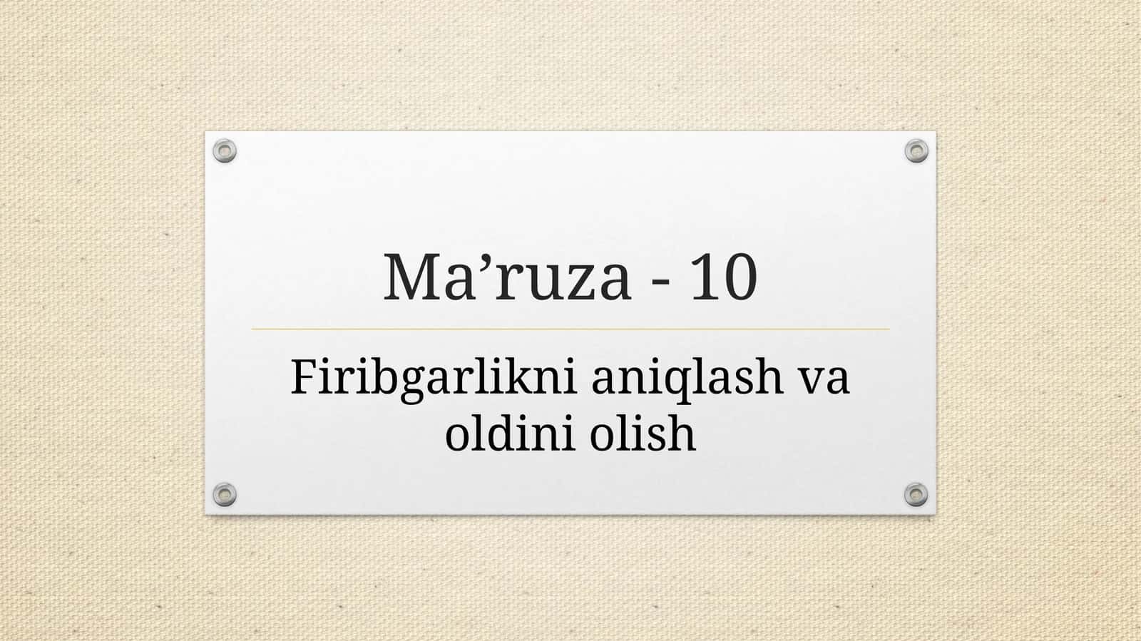 Korporativ firibgarlik, aktivlarni o'zlashtirish, korruptsiya va moliyaviy hisobotda firibgarlik 1