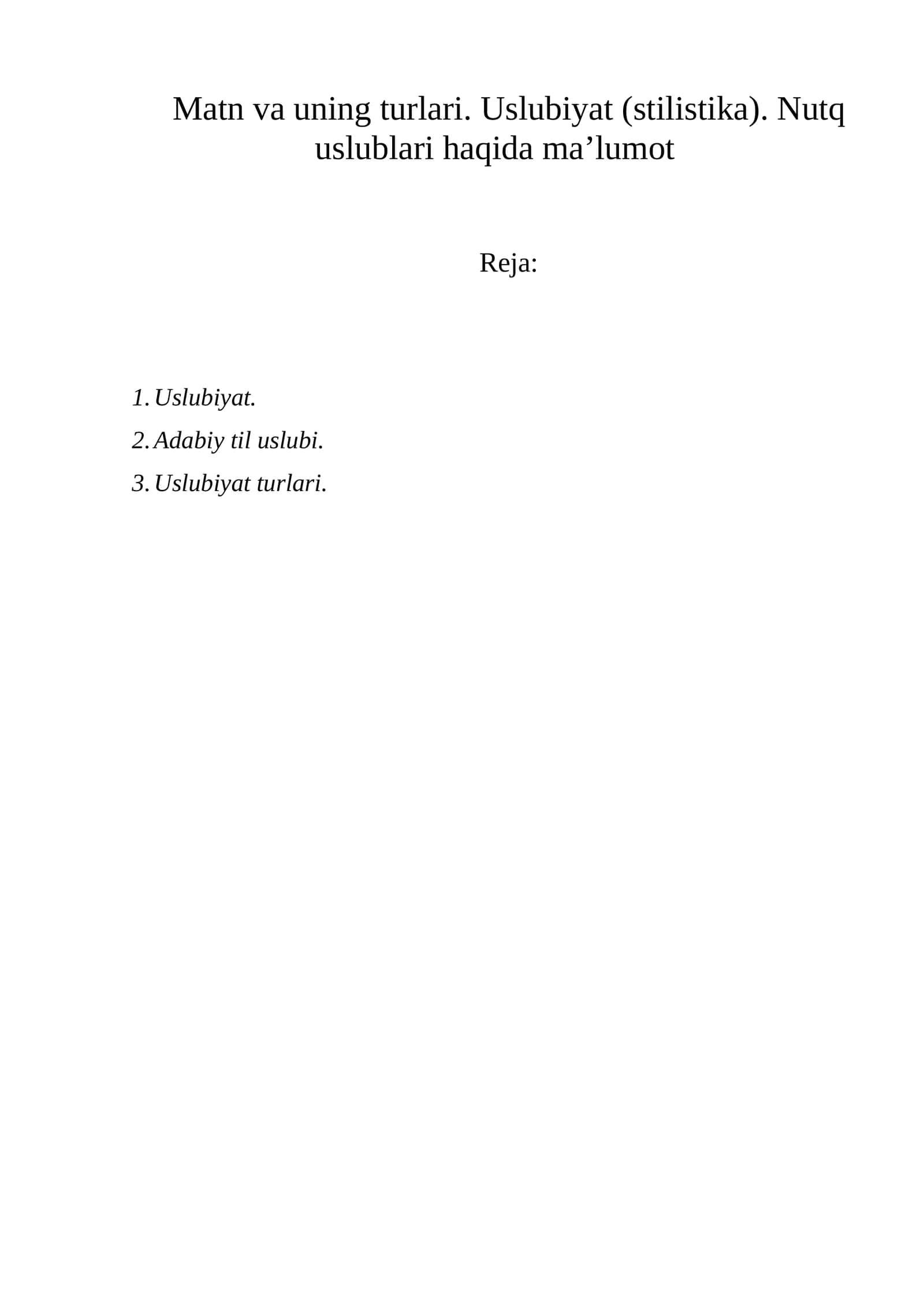 Uslubiyat (stilistika) 1
