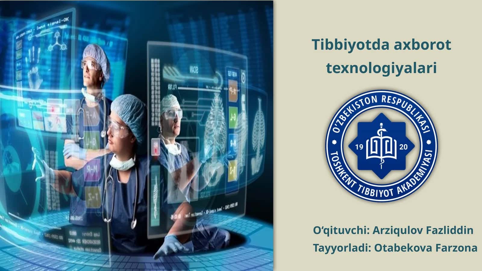 Tibbiyotda axborot texnologiyalari 1