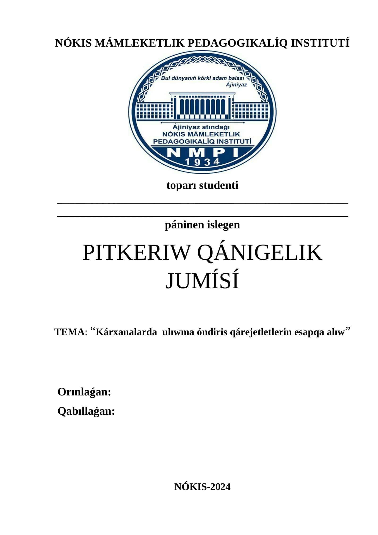 Kárxanalarda ulıwma óndiris qárejetletlerin esapqa alıw 1
