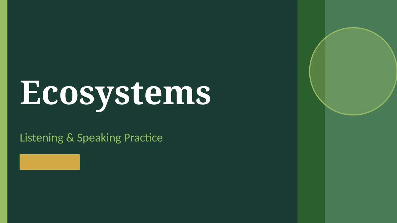 Ecosystems 1