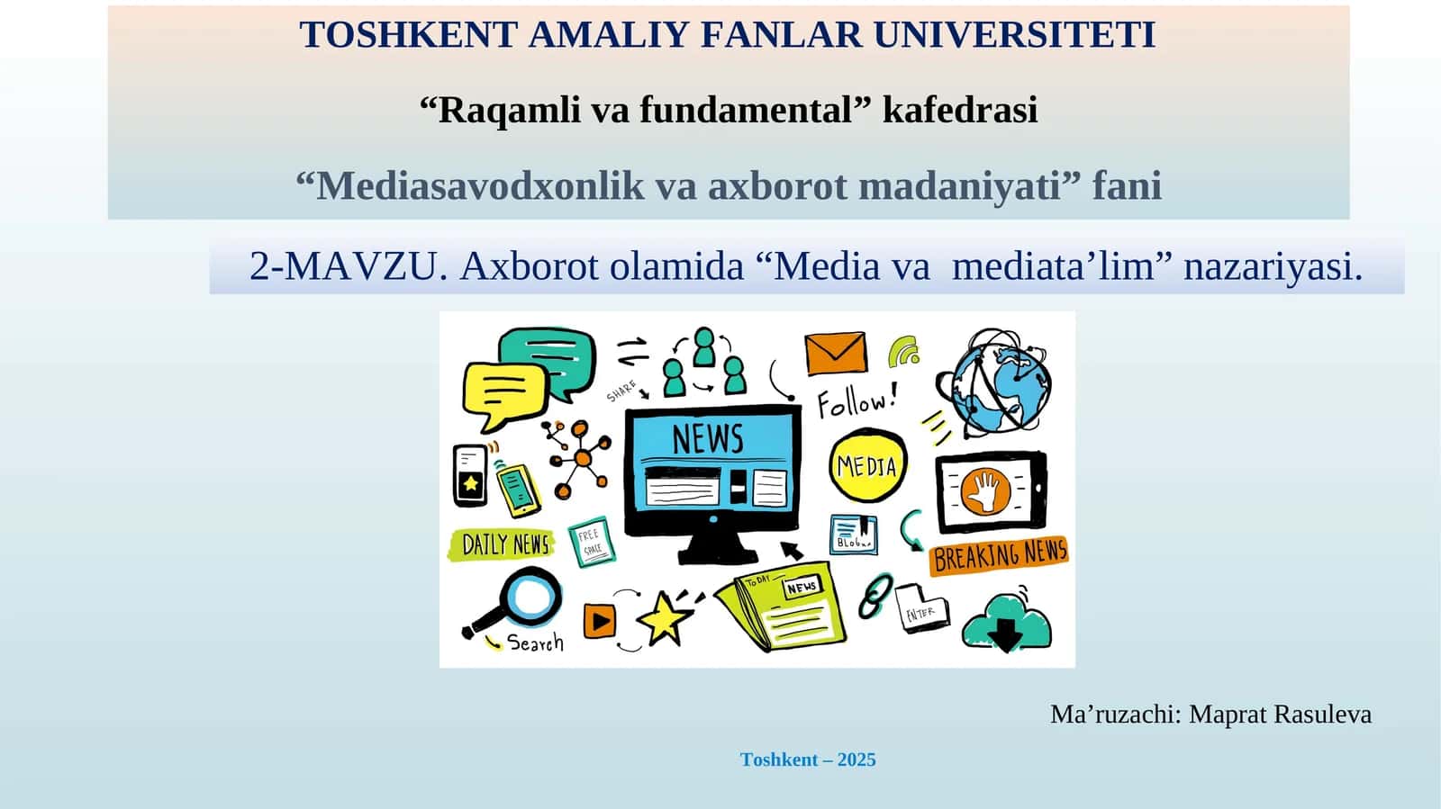 “Media va mediata’lim” nazariyasi 1