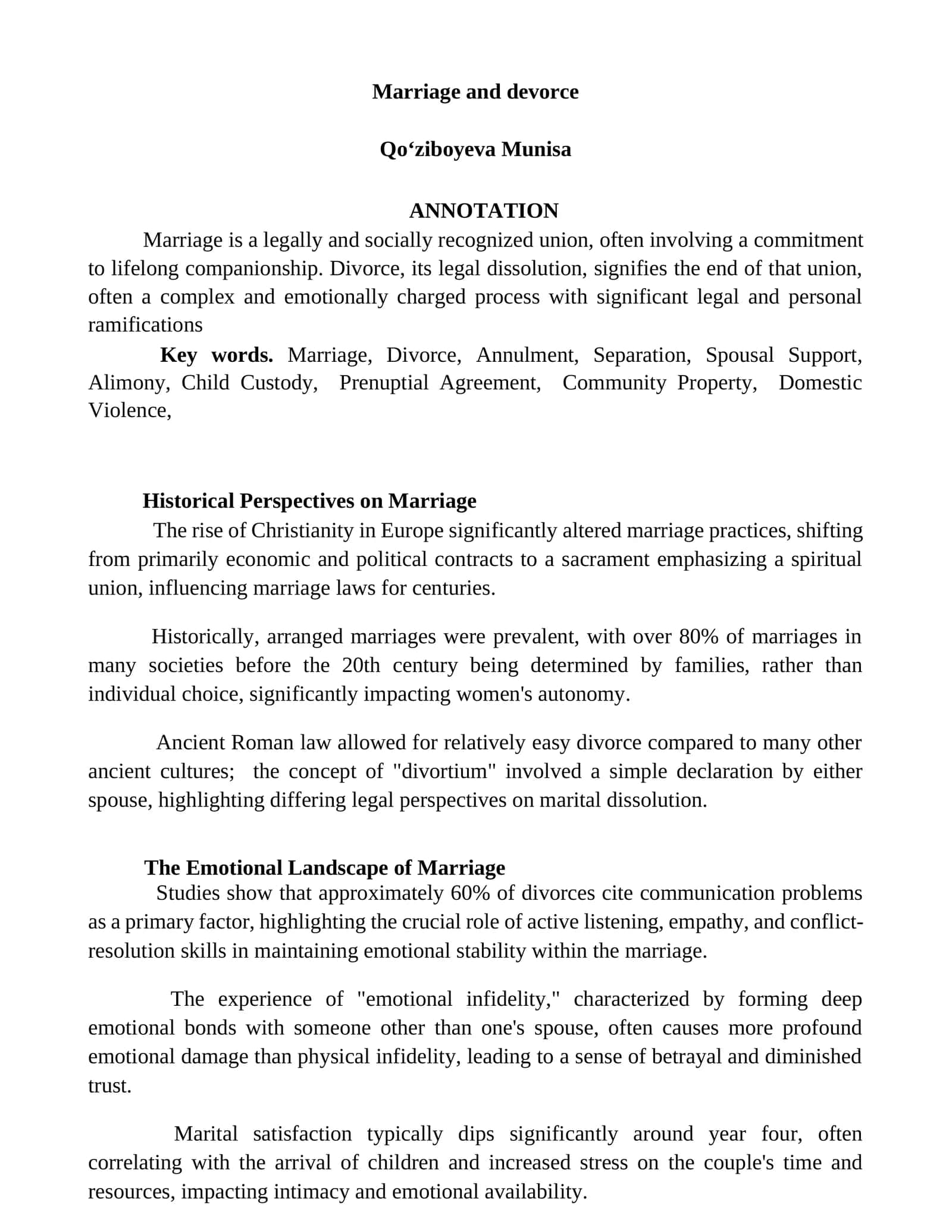 Marriage and devorce 1