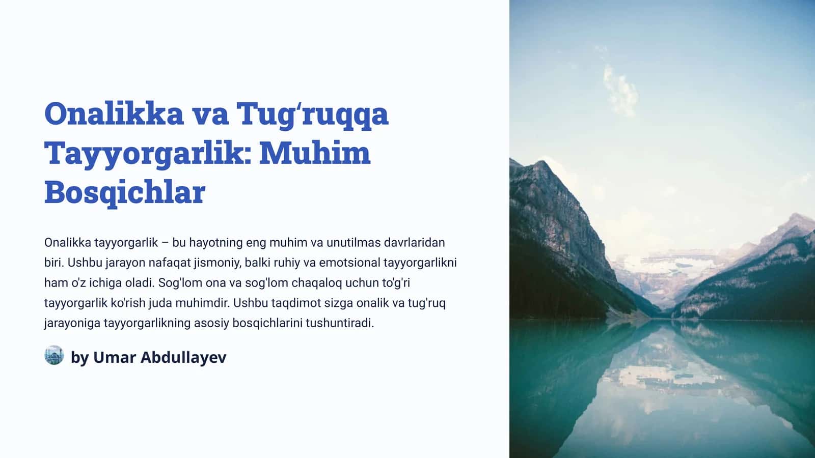 Onalikka va Tugʻruqqa Tayyorgarlik: Muhim Bosqichlar 1