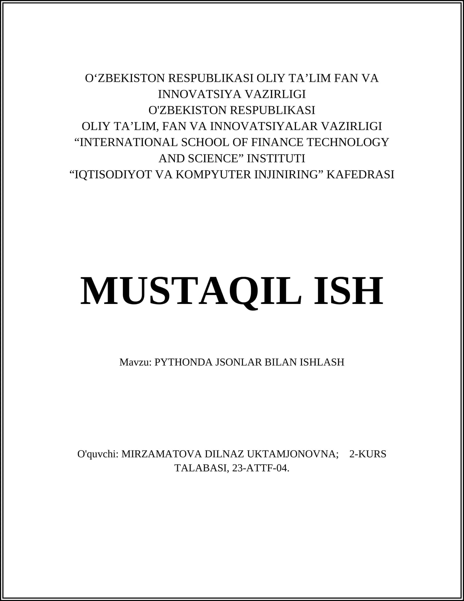 PYTHONDA JSONLAR BILAN ISHLASH 1