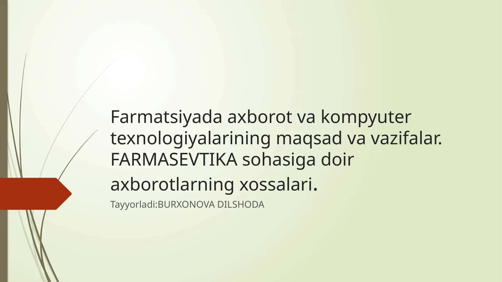 Farmatsiyada axborot va kompyuter texnologiyalarining maqsad va vazifalari 1