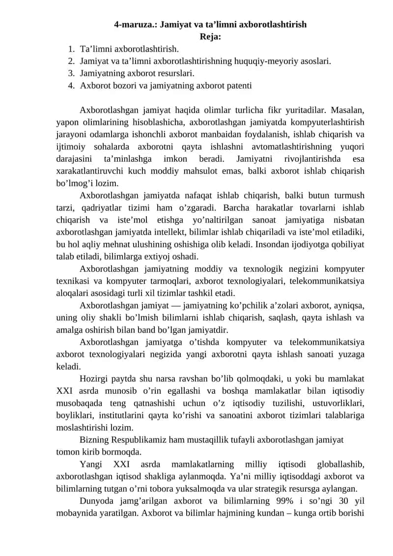 Axborotlashgan jamiyat 1