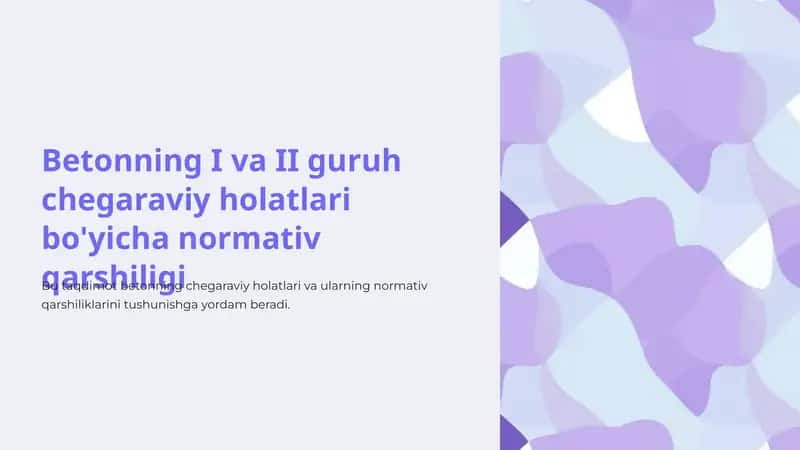 Betonning I va II guruh chegaraviy holatlari bo'yicha normativ qarshiligi 1