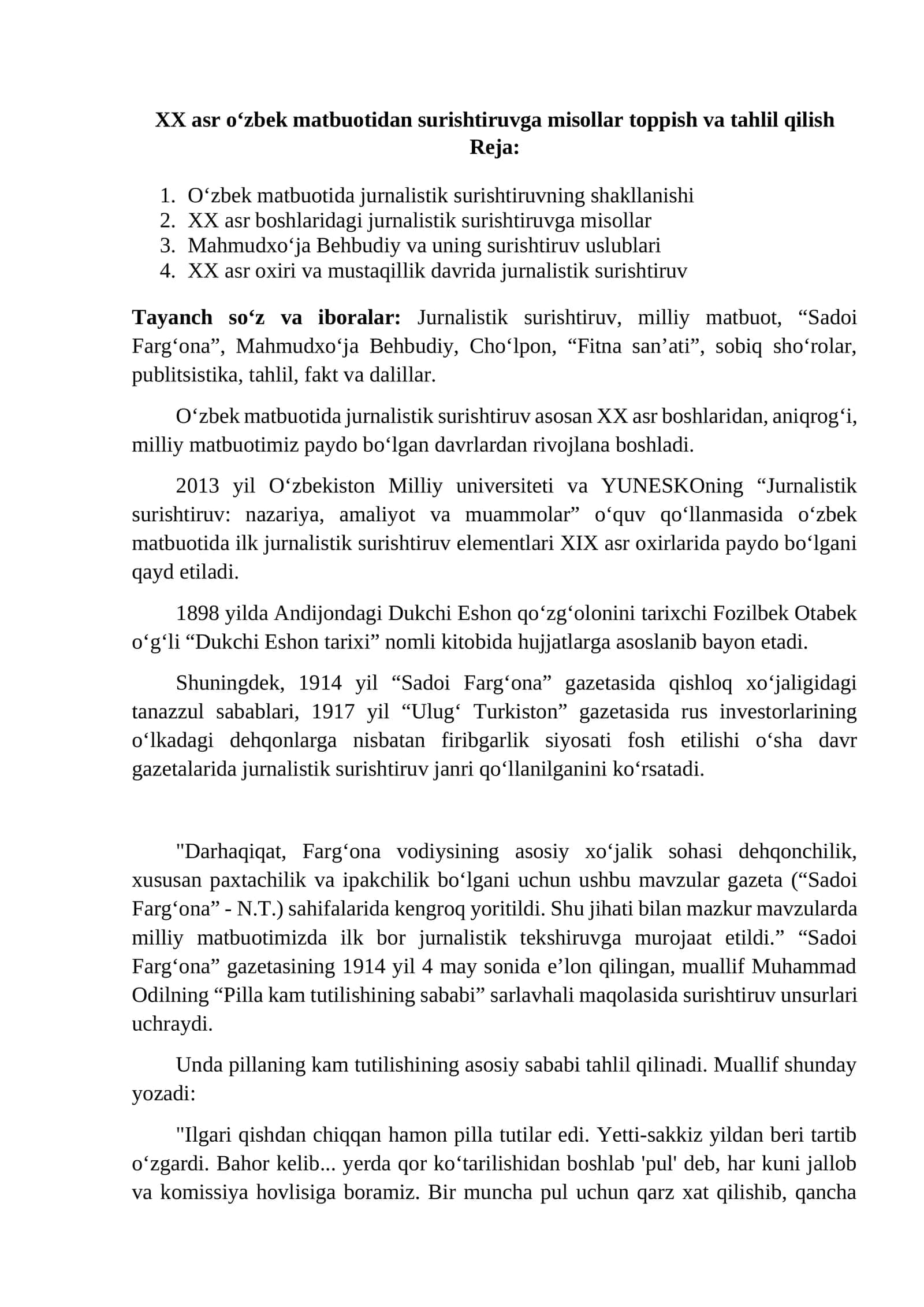 O'zbek matbuotida jurnalistik surishtiruv 1