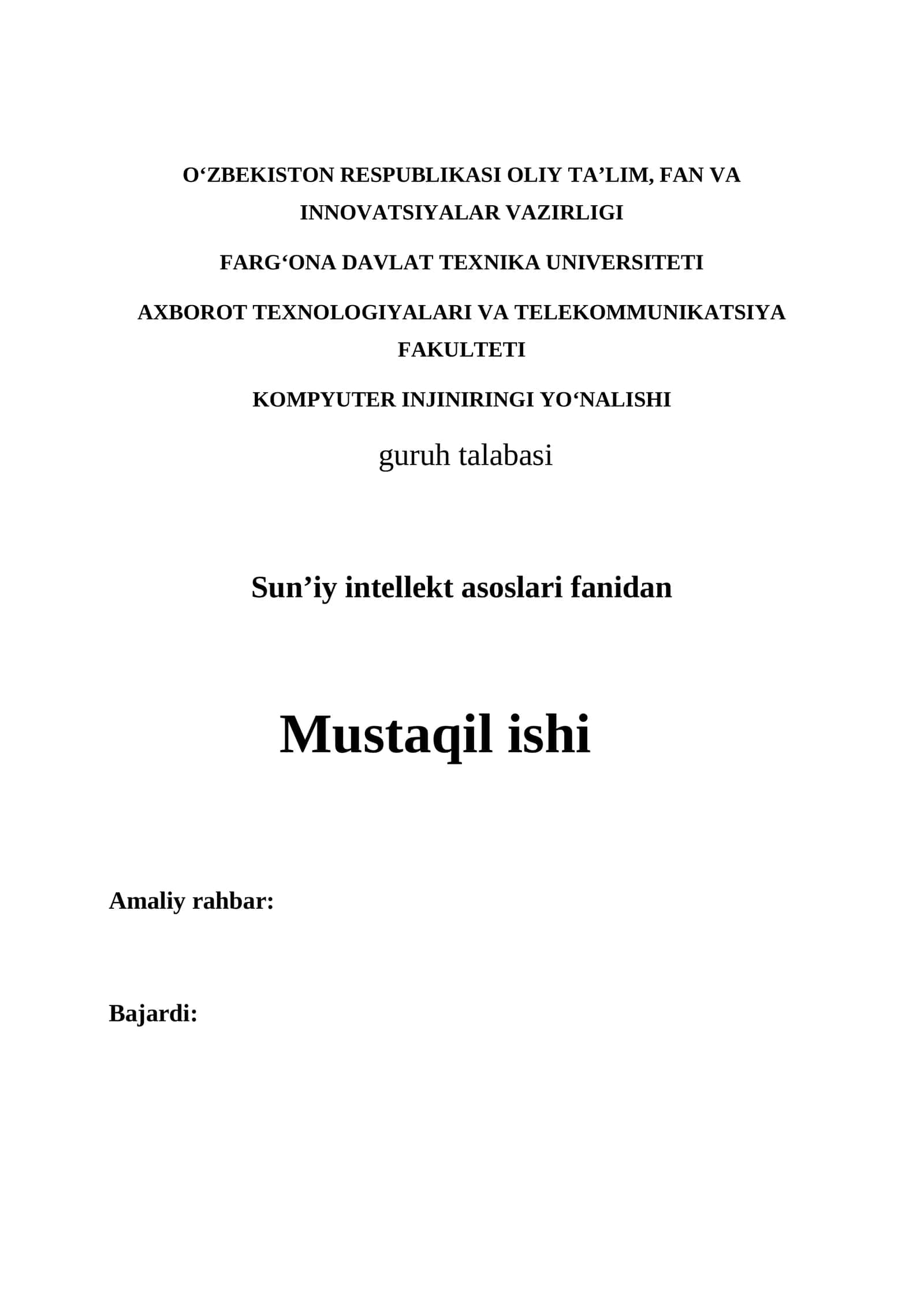 Linear regression bo`yicha amaliy ishlar 1