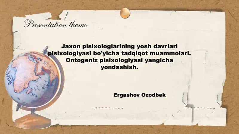 Jaxon pisixologlarining yosh davrlari pisixologiyasi 1