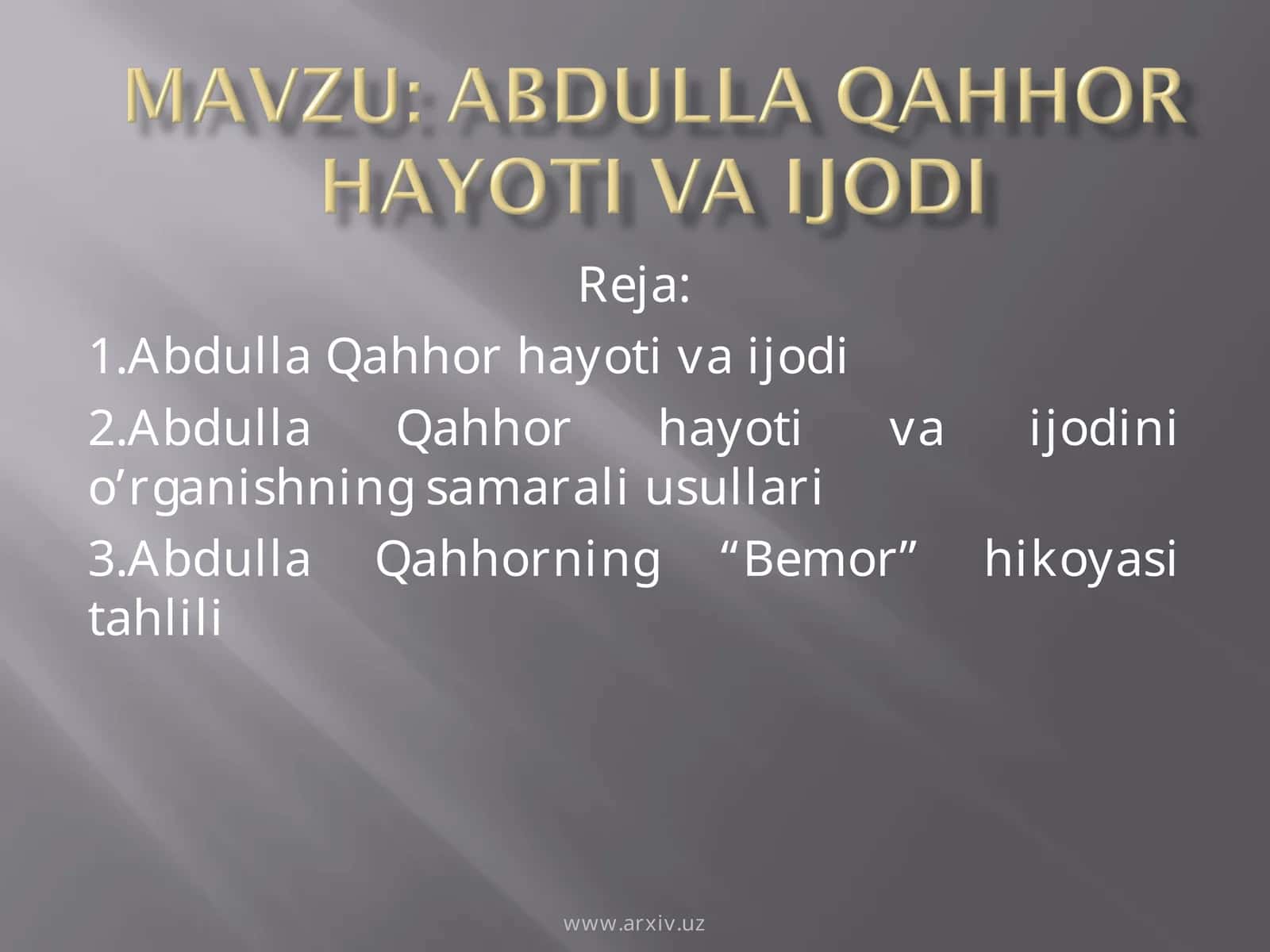 Abdulla Qahhorning “Bemor” hikoyasi tahlili 1