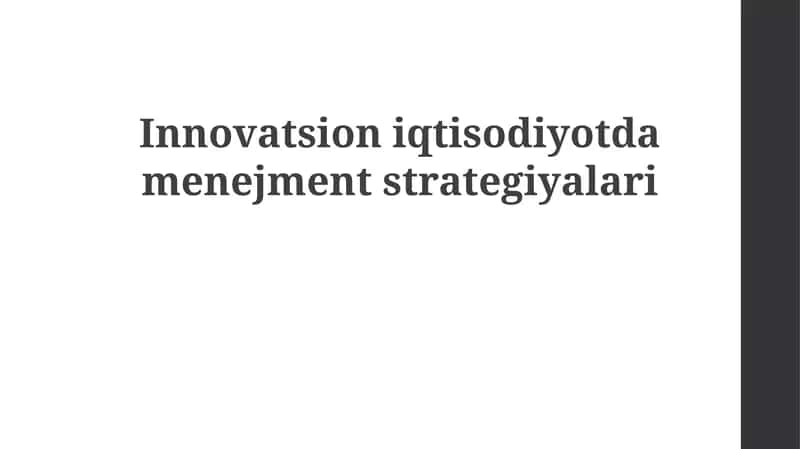 Innovatsion iqtisodiyotda menejment strategiyalari 1