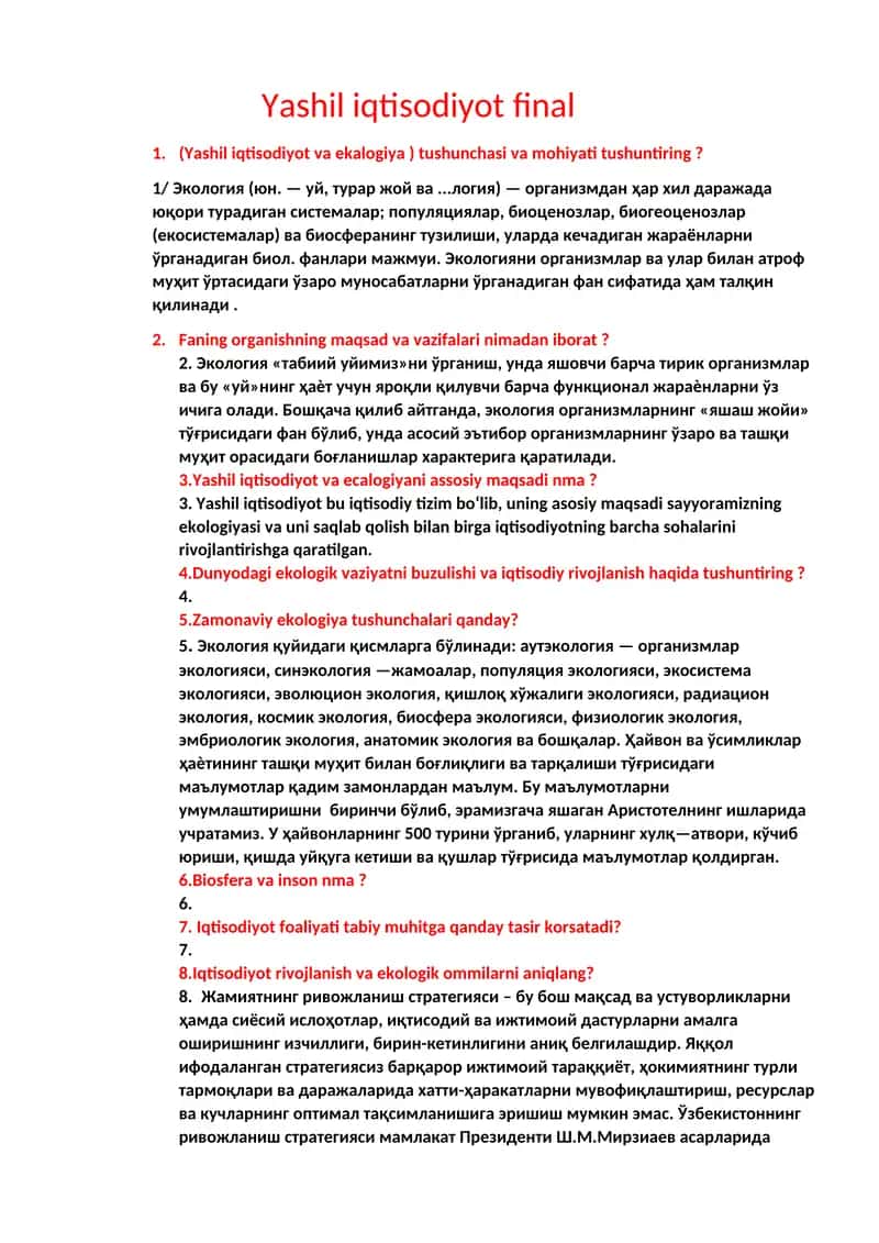 Yashil iqtisodiyot final 1